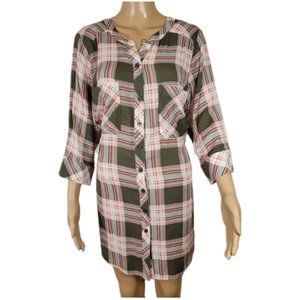 Penningtons In Every Story Summer Plaid Shirt Dress,Women, Size X